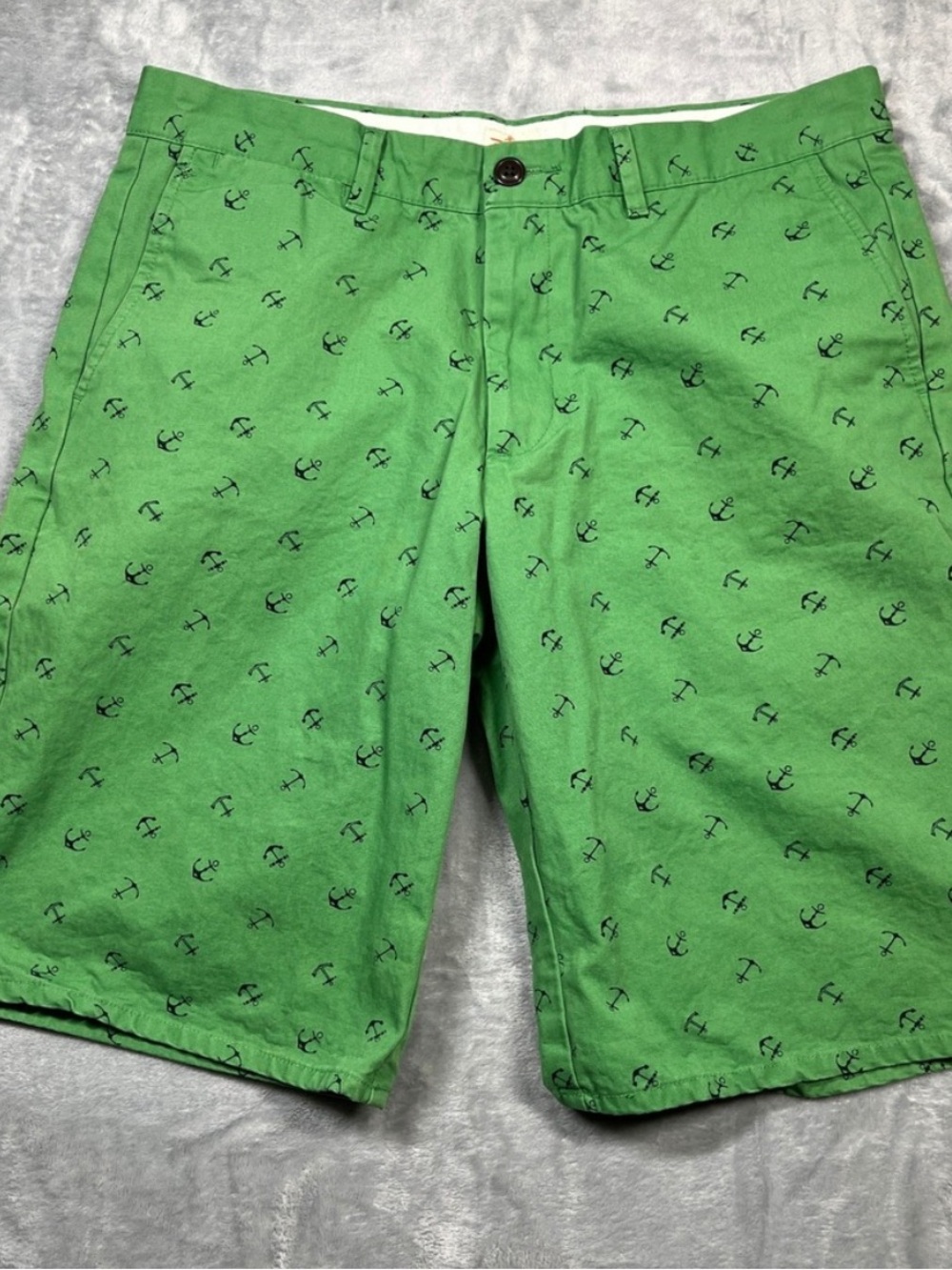Dockers Green Anchor-Print Flat Front Shorts